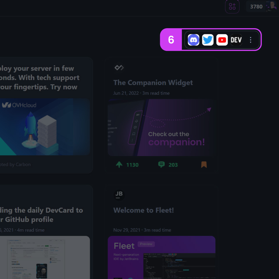 Final view of shortcuts after configuration, showing the 