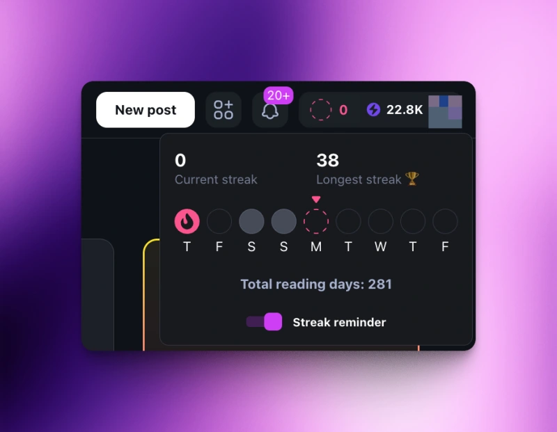 Notification settings to enable or disable streak reminders